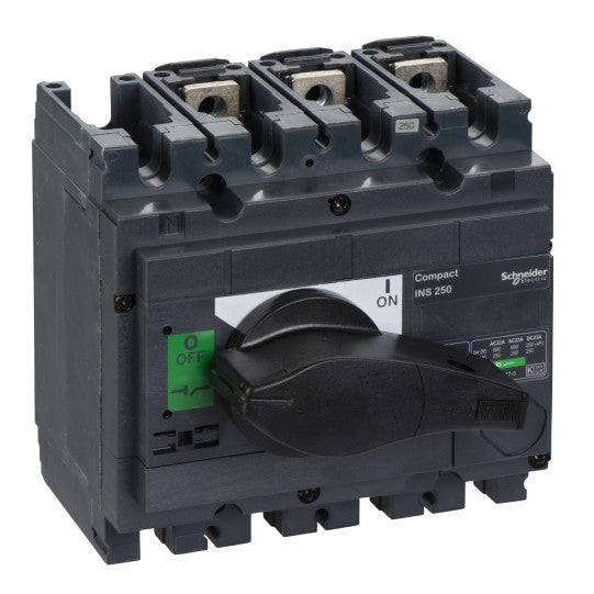 Schneider Electric Compact switch disconnector, Compact INS250 , 250 A, standard version with black rotary handle, 3 poles - 31106