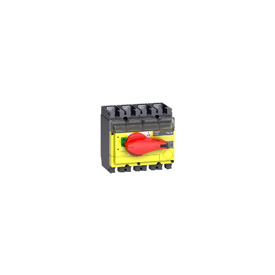 Schneider Electric Compact switch disconnector, Compact INV160, visible break, 160 A, with red rotary handle and yellow front, 4 poles - 31185