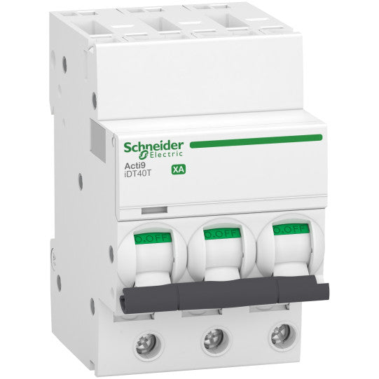 Schneider Electric Acti9 Miniature circuit-breaker, Acti9 iDT40T XA, 3P, 32 A, C curve, 4500 A (IEC 60898-1), 6 kA (IEC 60947-2) - A9PA2332
