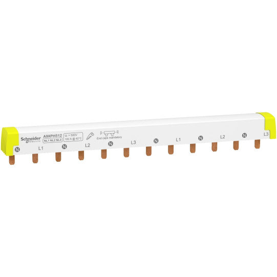 Schneider Electric Acti 9 Acti9 - comb busbar - 3L+N balanced - 18 mm pitch - 12 modules - 100 A - A9XPH512