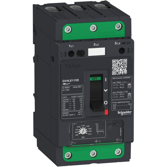 Schneider Electric TeSys TeSys GV4 - magnetic circuit breaker - 7A 3P - with EverLink - GV4LE07N
