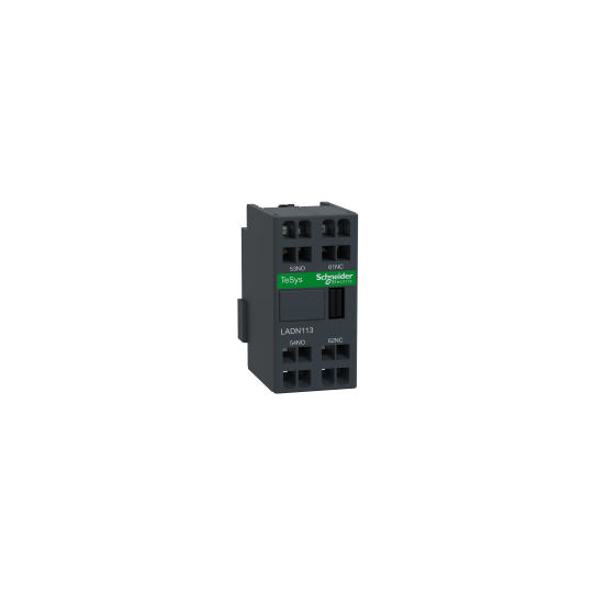 Schneider Electric TeSys Auxiliary contact block, TeSys D, 1NO + 1NC, front mounting, spring terminals - LADN113