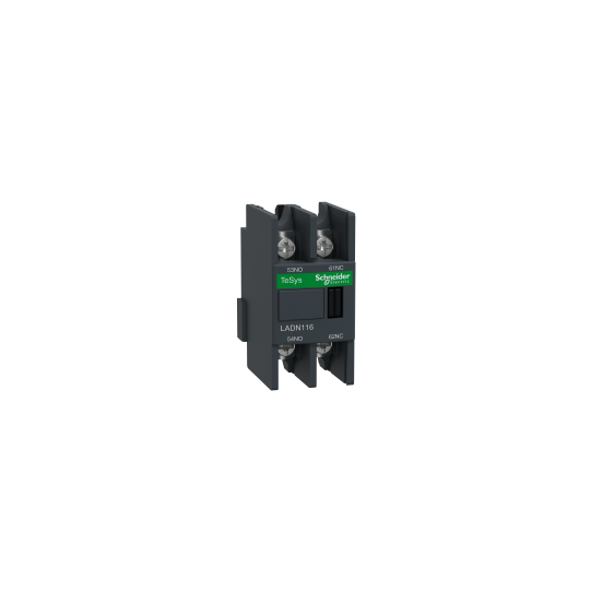 Schneider Electric TeSys Auxiliary contact block, TeSys D, 1NO + 1NC, front mounting, lugs-ring terminals - LADN116