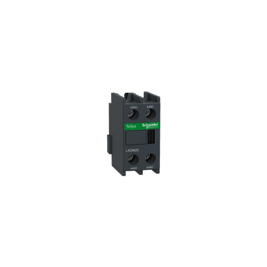 Schneider Electric TeSys Auxiliary contact block, TeSys D, 2NO, front mounting, screw clamp terminals - LADN20