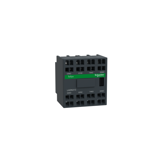 Schneider Electric TeSys Auxiliary contact block, TeSys D, 3NO + 1NC, front mounting, spring terminals - LADN313