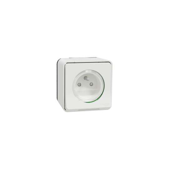 Schneider Electric Mureva Styl Socket-outlet, Mureva Styl, 2P + E with shutters, pin earth, 16A, 250V, surface, white - MUR39030