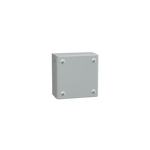 Schneider Electric Spacial Metal industrial box plain door H150xW150xD80 IP66 IK10 RAL 7035 - NSYSBM15158