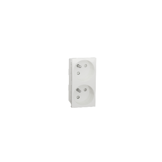 Schneider Electric Unica 2 Socket-outlet, New Unica, mechanism, 2P + E, 16A, French, with shutter, screwless terminals, IP3x, glossy, white - NU306918