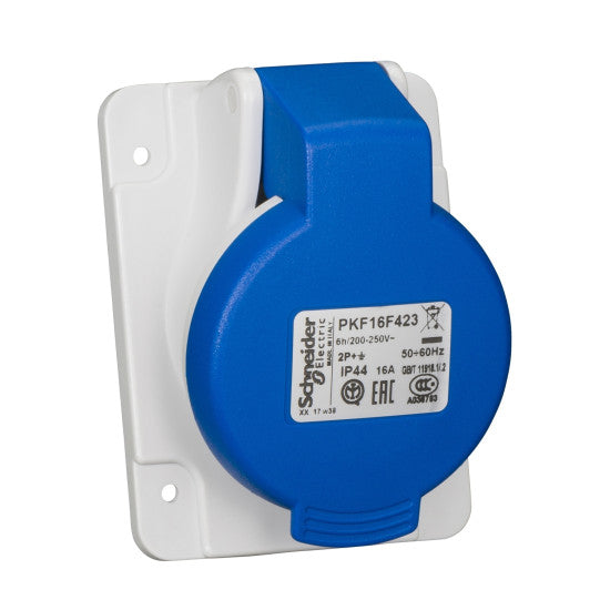Schneider Electric PratiKa ((*)) PratiKa socket - screw - angled - 16A - 2P + E - 200...250 V AC - panel - PKF16F423