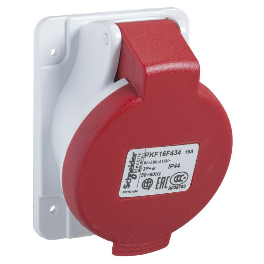 Schneider Electric PratiKa ((*)) PratiKa socket - screw - angled - 16A - 3P + N + E - 380...415 V AC - panel - PKF16F435