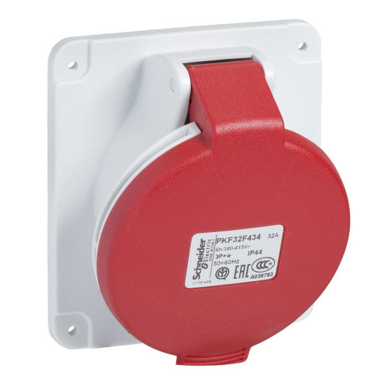 Schneider Electric PratiKa PratiKa socket - screw - angled - 32A - 3P + N + E - 380...415 V AC - panel - PKF32F435
