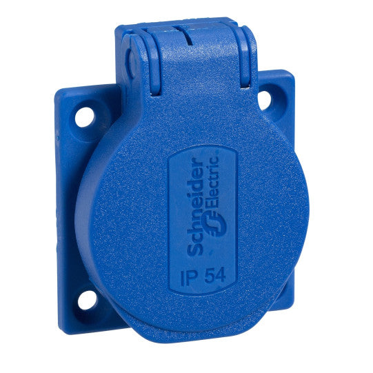 Schneider Electric PratiKa PratiKa socket - blue - 2P + E - 10/16 A - 250 V - French - IP54 - flush - back - PKN51B