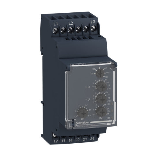 Schneider Electric SCHNEIDER Modular 3-phase voltage control relay, 5 A, 2 CO, 220…480 V AC - RM35UB330