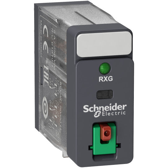 Schneider Electric SCHNEIDER Interface plug-in relay, 5 A, 2 CO, lockable test button, LED, 24 V AC - RXG22B7