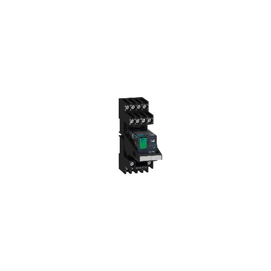 Schneider Electric SCHNEIDER Harmony, Miniature plug-in relay pre-assembled, 6 A, 4 CO, with LED, with lockable test button, mixed terminals socket, 24 V DC - RXM4AB2BDPVM