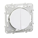 Schneider Electric Odace Odace, switch 2 x 1-pole 2-way, 10 AX, white lightable - S520214