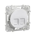 Schneider Electric SCHNEIDER Odace - RJ45 data connector cover - 2 sockets - white -with plastic fixing frame - S520410