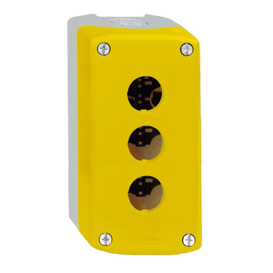Schneider Electric SCHNEIDER yellow empty enclosure lid with light grey base - 3 cut-outs - XALK03