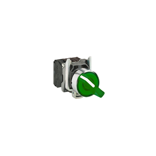 Schneider Electric SCHNEIDER Illuminated selector switch, metal, green, Ø22, 2 positions, stay put, 110...120 V AC, 1 NO + 1 NC - XB4BK123G5