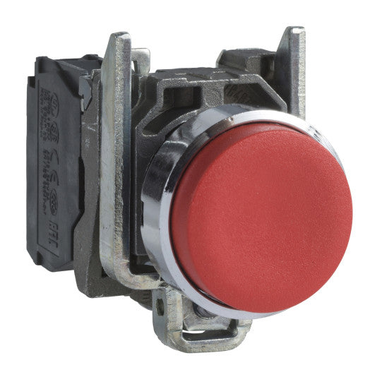Schneider Electric SCHNEIDER red projecting complete pushbutton Ø22 spring return 1NC "unmarked" - XB4BL42