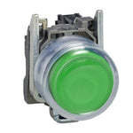 Schneider Electric SCHNEIDER Push button, metal, projecting, green, Ø22, spring return, booted, unmarked, 1 NO - XB4BP31
