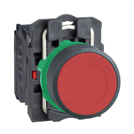 Schneider Electric SCHNEIDER Push button, plastic, flush, red, Ø22, spring return, unmarked, 1 NO - XB5AA42