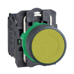 Schneider Electric SCHNEIDER Push button, plastic, flush, yellow, Ø22, spring return, unmarked, 1 NO - XB5AA51