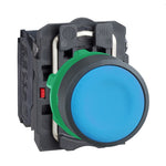 Schneider Electric SCHNEIDER Push button, Harmony XB5, blue flush complete pushbutton Ø22 mm spring return 1NO+1NC unmarked - XB5AA65