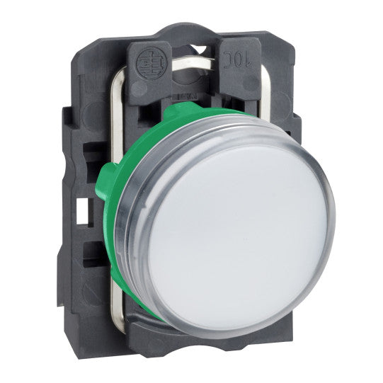 Schneider Electric SCHNEIDER Pilot light, plastic, white, Ø22, plain lens with integral LED, 24 V AC/DC - XB5AVB1