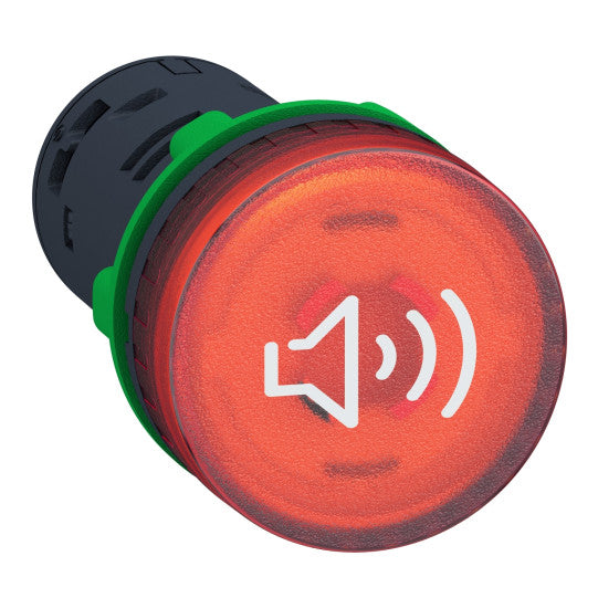 Schneider Electric SCHNEIDER Harmony XB5, Illuminated buzzer, plastic, red, Ø22, continuous or intermittent tone, 24 V AC/DC - XB5KS2B4