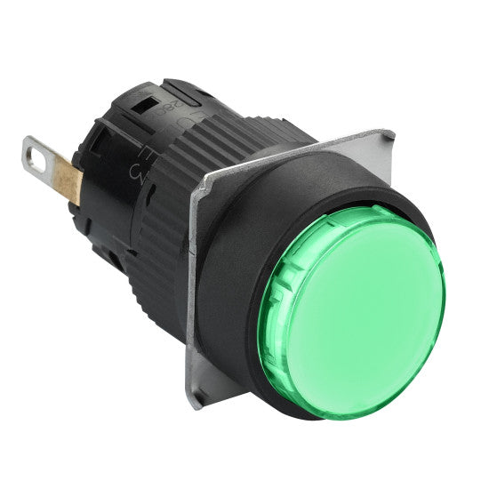 Schneider Electric SCHNEIDER round pilot light Ø16 - IP65 - green - integral LED 24VDCpolarised - connector - XB6EAV3BP