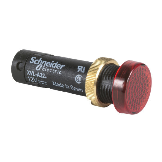 Schneider Electric SCHNEIDER pilot light Ø12 - IP40/IP65 - red - covered LED included - 12V - lugs - XVLA324