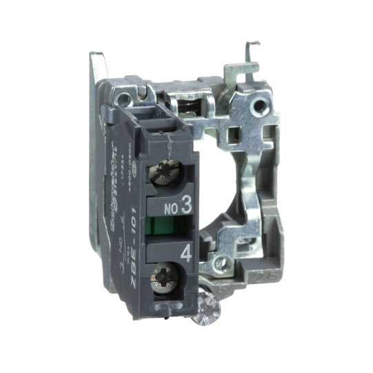 Schneider Electric SCHNEIDER Single contact block with body/fixing collar, metal, screw clamp terminal, 1 NO - ZB4BZ101