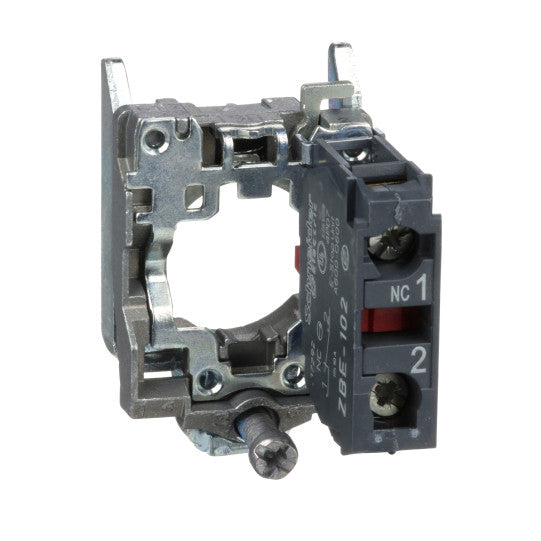 Schneider Electric SCHNEIDER Single contact block with body/fixing collar, metal, screw clamp terminal, 1 NC - ZB4BZ102