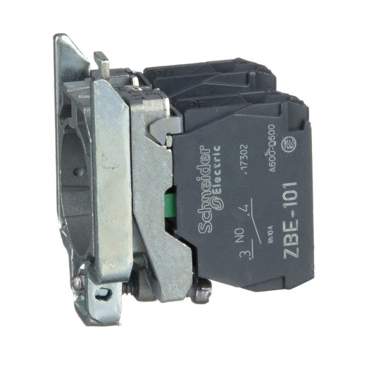 Schneider Electric SCHNEIDER Single contact block with body/fixing collar, metal, screw clamp terminal, 2 NO - ZB4BZ103