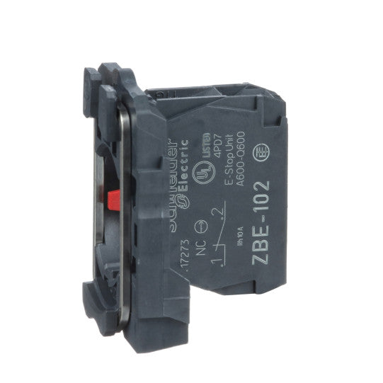 Schneider Electric SCHNEIDER Single contact block with body/fixing collar, plastic, screw clamp terminal, 1 NC - ZB5AZ102