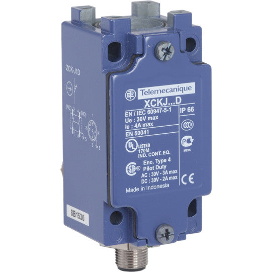 Schneider Electric SCHNEIDER Télémécanique - Limit switch body ZCKJ - fixed - w/o display - 1NC+1NO - snap action - M12 - ZCKJ1D