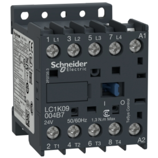 Schneider Electric TeSys TeSys K contactor - 4P (4 NO) - AC-1 <= 440 V 20 A - 230 V AC coil - LC1K09004P7