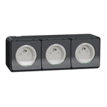 Schneider Electric Mureva Styl Triple socket-outlet, Mureva Styl, 2P + E with shutters, pin earth, 16A, 250V, surface, grey - MUR36037