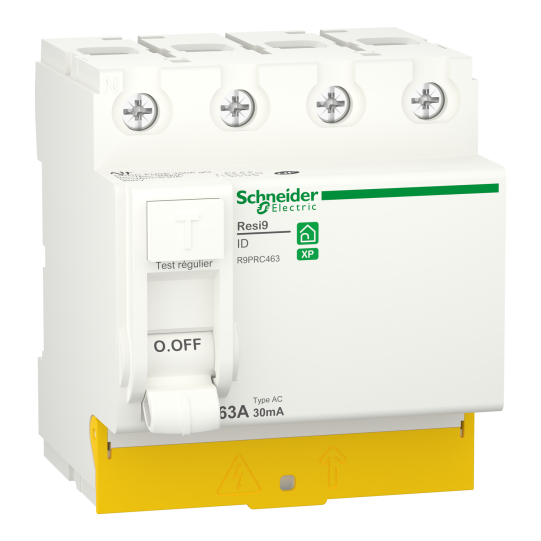 Schneider Electric Resi9 RCCB, Resi9 ID, 3P + N, 63 A, AC type, 400 V, 30 mA, 4 modules - R9PRC463