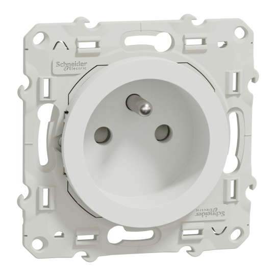 Schneider Electric SCHNEIDER Odace, 2P+T socket outlet White, screw connection - S520039