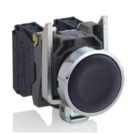 Schneider Electric SCHNEIDER Harmony XB4, Push button, metal, flush, black, Ø22, spring return, unmarked, 1 NO + 1 NC - XB4BA25