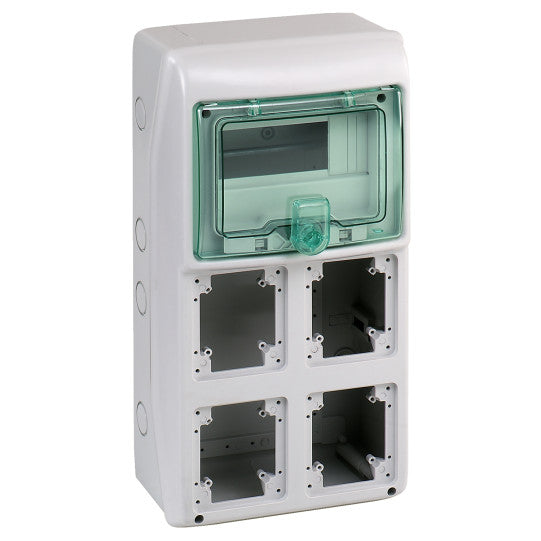 Schneider Electric Mureva Mureva - for plug and socket - 4 openings - 1 x 8 modules - 1 terminal block - 13154M