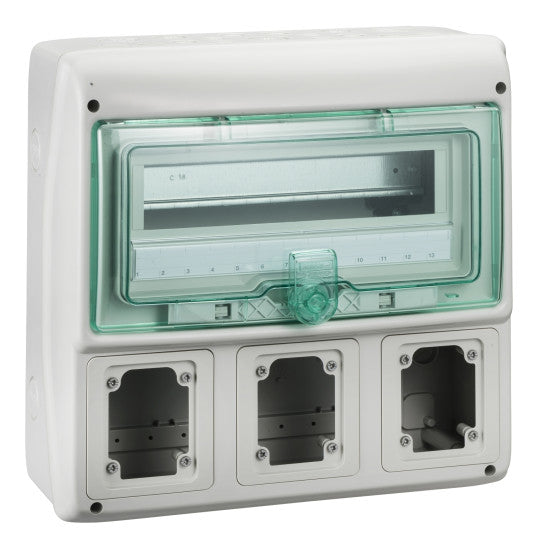 Schneider Electric Mureva Mureva - for plug and socket - 3 openings - 1 x 12 modules - 1 terminal block - 13155M