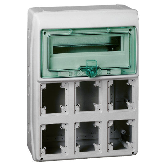 Schneider Electric Mureva Mureva - for plug and socket - 6 openings - 1 x 12 modules - 1 terminal block - 13156M