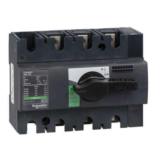Schneider Electric Compact switch disconnector, Compact INS125 , 125 A, standard version with black rotary handle, 3 poles - 28910