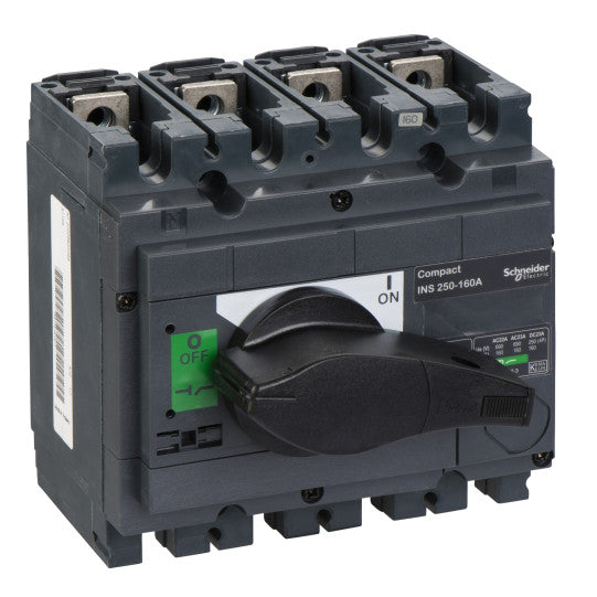Schneider Electric Compact switch disconnector, Compact INS250-160 , 200 A, standard version with black rotary handle, 4 poles - 31105