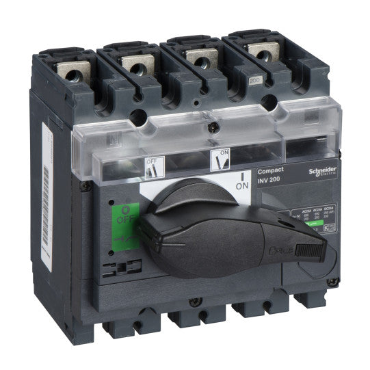 Schneider Electric Compact switch disconnector, Compact INV200, visible break, 200 A, standard version with black rotary handle, 4 poles - 31163