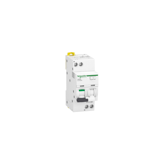 Schneider Electric Acti 9 residual current breaker with overcurrent protection (RCBO), Acti9 iCV40, 1P+N, 25 A, C Curve, 6000 A, 30 mA, A type - A9DC3625
