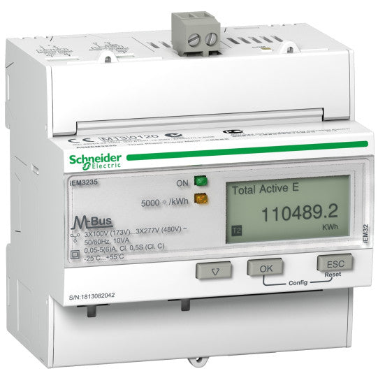 Schneider Electric Acti 9 iEM3235 energy meter - CT - M-bus - 1 digital I - 1 digital O - multi-tariff - MID - A9MEM3235